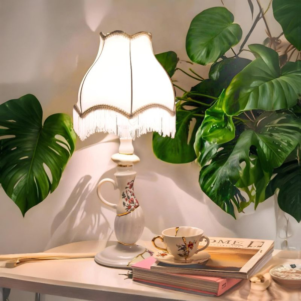 Seletti Kintsugi Abat Jour Настольная лампа с абажюром, размеры: 26х26х60h см, цвет - белый