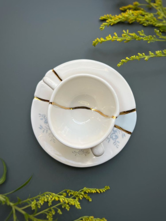 Seletti Kintsugi Фарфоровая кофейная пара для эспрессо, цвет - белый, красный, синий, золотой