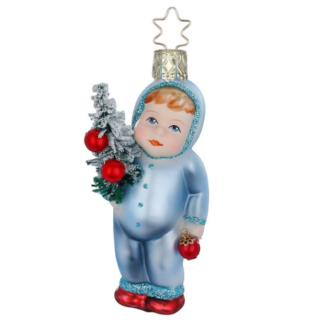 Inge Glas Стеклянная елочная игрушка Девочка с елкой, высота - 10 см