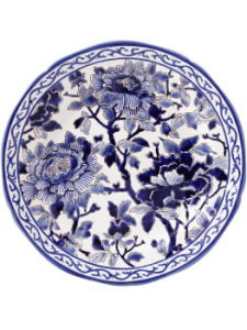 Gien Pivoines Bleues Обеденная тарелка, диаметр - 28,4 см, ручная роспись, цвет - белый, синий