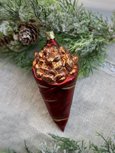 Inge Glas Стеклянная елочная игрушка Засахаренный миндаль, высота - 14,5 см, цвет - красный