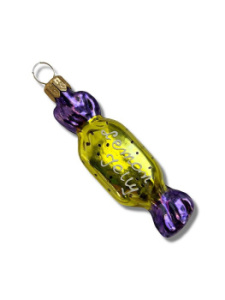 Kruzel Стеклянная елочная игрушка ручной работы Конфета с лимонным желе - 9 см