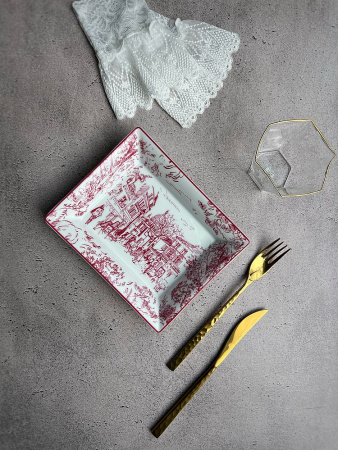 Bernardaud Tout Paris Прямоугольная пепельница, размеры: 20х16 см, цвет - белый, розовый