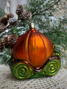 Inge Glas Стеклянная елочная игрушка Карета Золушки, размер - 11,5 см