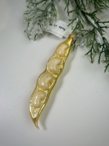 Kruzel Стеклянная елочная игрушка ручной работы Фасоль - 11.4 см