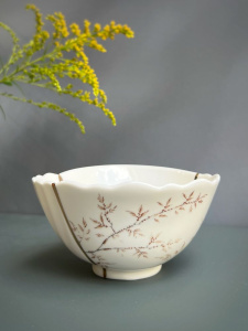 Seletti Kintsugi Фарфоровая пиала, диаметр - 11,5 см, цвет - белый, красный, золотой