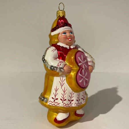 Mysteria Стеклянная елочная игрушка Пряничная дама, размеры: 5,5х4,5х12,5 см