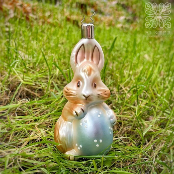 Inge Glas Стеклянная елочная игрушка Пасхальный кролик, высота - 11,5 см