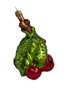 Kruzel Стеклянная елочная игрушка Вишня, высота - 10 см