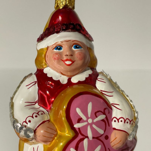 Mysteria Стеклянная елочная игрушка Пряничная дама, размеры: 5,5х4,5х12,5 см