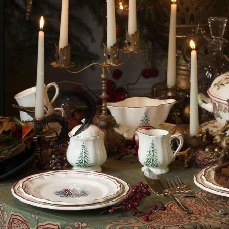 Gien Filet Noel Тарелка для основного блюда, диаметр - 26 см, цвет - белый, зеленый, красный