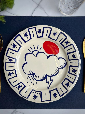 Gien L'Archipel Sentimental Обеденная тарелка с рисунком Nuage (Облако), диаметр - 27,3 см