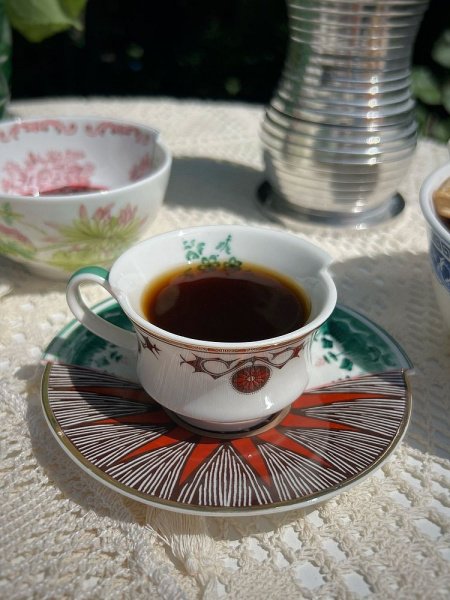 Seletti Hybrid Chucuito Фарфоровая кофейная пара для эспрессо, цвет - коричневый, изумрудный