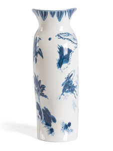 Seletti Classics on Acid Фарфоровая ваза King Wen, размеры: 18х13,5х39hh см, цвет - белый, синий