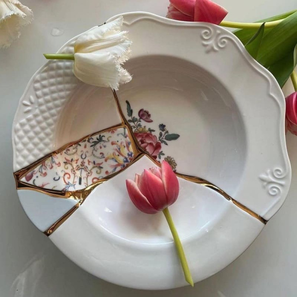 Seletti Kintsugi Тарелка для супа, диаметр - 22 см, цвет - белый, красный, золотой