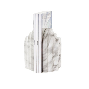 Goodwill Набор из 2-х мраморных держателей для книг, 20,5 см, белый/серый