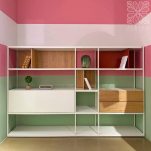 Now by Hulsta Стеллаж для книг и документов, 217,5х42х145 см, белый/коричневый