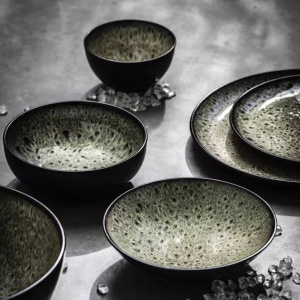 Pomax MIRHA JASPER Пиала для подачи джема, орешков, меда, диаметр - 11,2 см, цвет - черный,бежевый