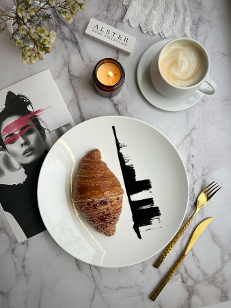 Degrenne Arty Creation White Фарфоровая тарелка для основного блюда Skyline, 29 см, цвет - белый