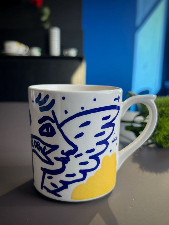 Gien L'Archipel Sentimental Кружка с рисунком Visage (Лицо), объем - 255 мл, высота - 9,5 см