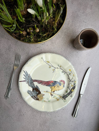 Gien Grands Oiseaux Обеденная тарелка с рисунком Faisans Dorés (Золотые фазаны), диаметр - 26,3 см