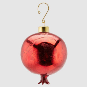 EDG Стеклянная елочная игрушка Гранат, диаметр - 10 см, цвет - красный