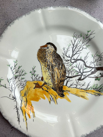 Gien Grands Oiseaux Десертная тарелка с рисунком Bernache (Коричневая утка), диаметр - 26,3 см