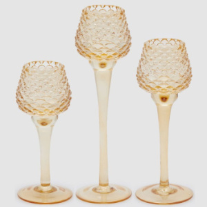 EDG Набор из 3-х стеклянных подсвечников - бокалов, цвет - янтарный прозрачный