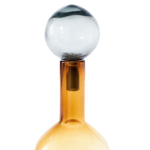 Pols Potten Bubbles & Bottles Chic Стеклянная бутылка с крышкой, 13х13х44h см, цвет- янтарный, серый