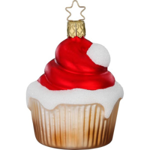 Inge Glas Стеклянная елочная игрушка Новогодний кекс, размер - 8 см