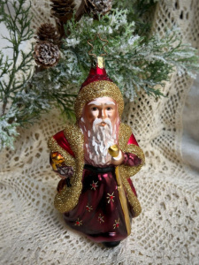 Inge Glas Стеклянная елочная игрушка Праздничный Санта, размер - 17,5 см, красный