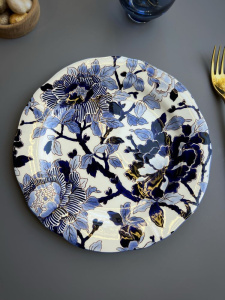 Gien Pivoines Bleues Десертная тарелка, диаметр - 22 см, ручная роспись