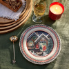 Gien Chalet Christmas 24 Десертная тарелка, диаметр - 22,4 см, цвет - белый, зеленый, серый