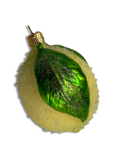 Kruzel Стеклянная елочная игрушка ручной работы Лимон, размер - 8,5 см