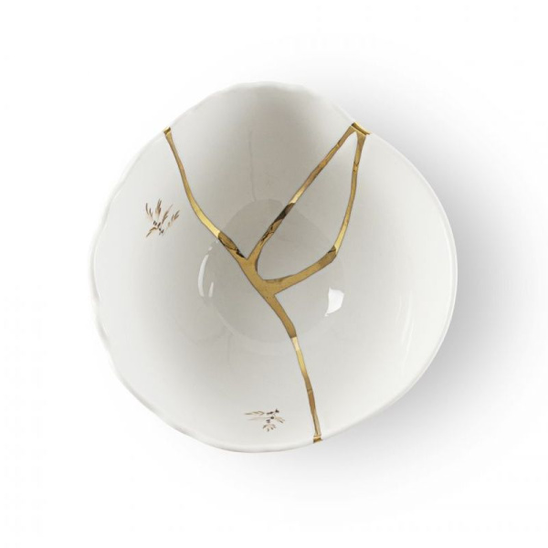 Seletti Kintsugi Фарфоровая пиала, диаметр - 11,5 см, цвет - белый, красный, золотой