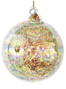 ShiShi Стеклянная елочная игрушка Шар с пайетками внутри, диаметр - 10 см, разноцветный