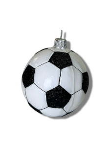 Kruzel Стеклянная елочная игрушка ручной работы Футбольный мяч -9 см