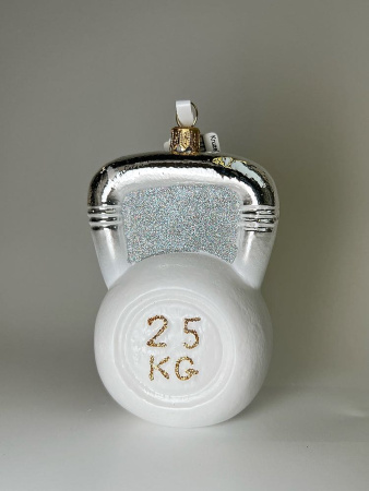 Kruzel Стеклянная елочная игрушка ручной работы Гиря 25 кг - 11 см