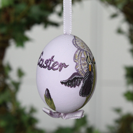 Peter Priess Пасхальное куриное яйцо с гладкой росписью "Happy Easter", фиолетовый