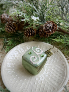 Inge Glas Стеклянная елочная игрушка Мятная конфета, размер - 6 см, цвет - фисташковый