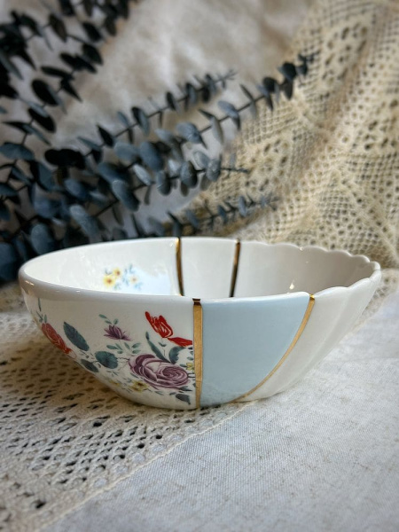 Seletti Kintsugi Салатник, размеры: 19х19х7,2 см, цвет - белый, разноцветный, золотой