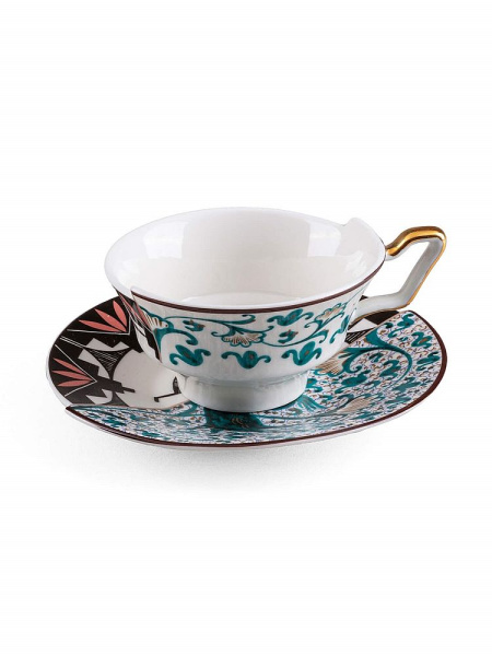 Seletti Hybrid Фарфоровая чайная пара Aspero, размеры: 10,5х10,8х5,7h см, белый, зеленый, черный