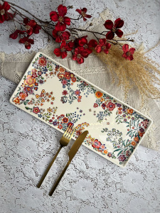Gien Poesie Прямоугольная тарелка для кекса, размеры: 36х15,5 см, разноцветный