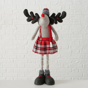 Boltze Brummly Новогодняя фигура "Девочка Лось", 70 см, серый/красный/черный