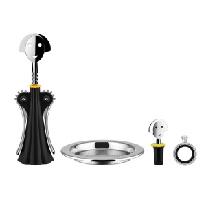 Alessi Wine Подарочный набор: штопор, заглушка для бутылки, кольцо от капель, подставка для бокала
