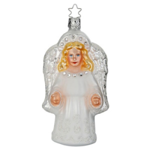 Inge Glas Стеклянная елочная игрушка Ангел с кристаллами Swarowski, размер - 13 см