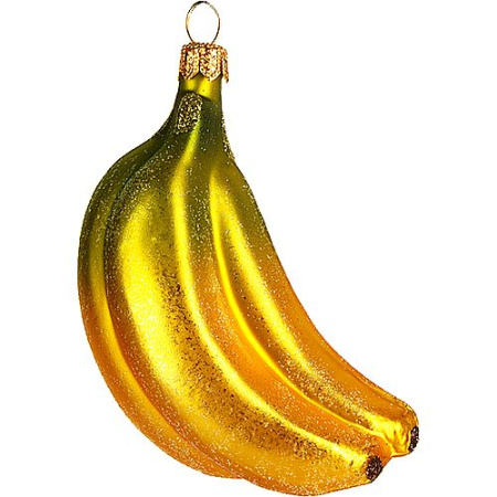 Impuls Banana Bunch Стеклянная елочная игрушка ручной работы Бананы, высота - 8 см