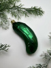 Inge Glas Стеклянная елочная игрушка Огурец, высота - 10,5 см