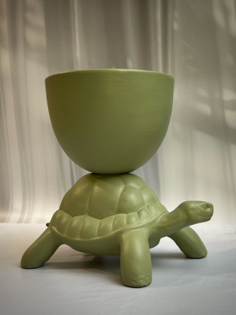 Qeeboo Turtle Carry XS Кашпо Черепаха, размеры: 21x15,5x22 см, цвет - оливковый