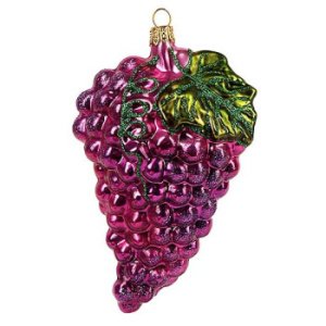 Impuls Стеклянная елочная игрушка Фиолетовый виноград, высота - 12 см